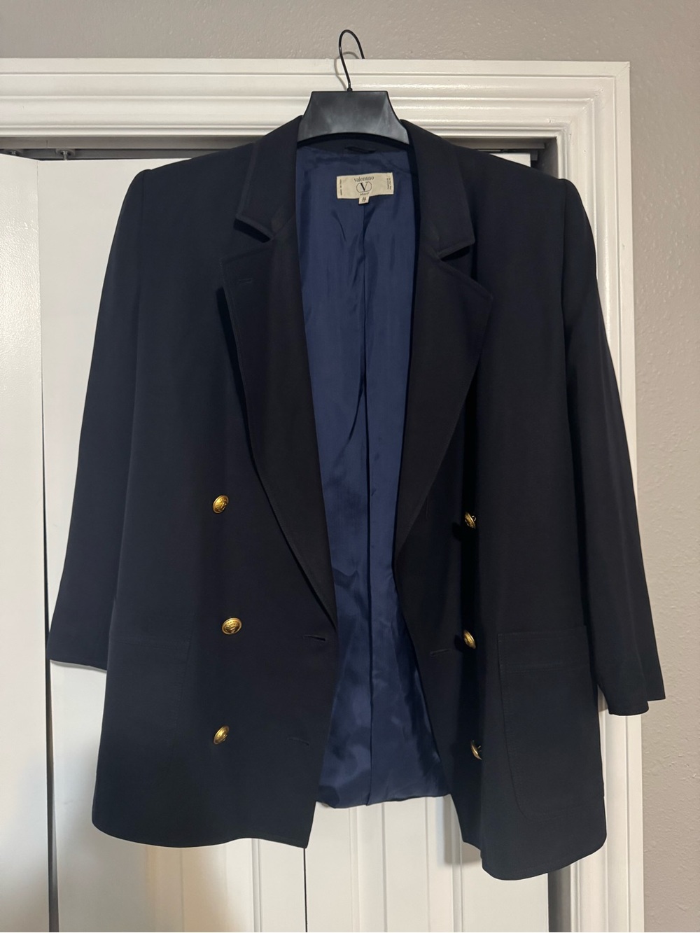 Valentino Black Double-Breasted Blazer with Gold Buttons